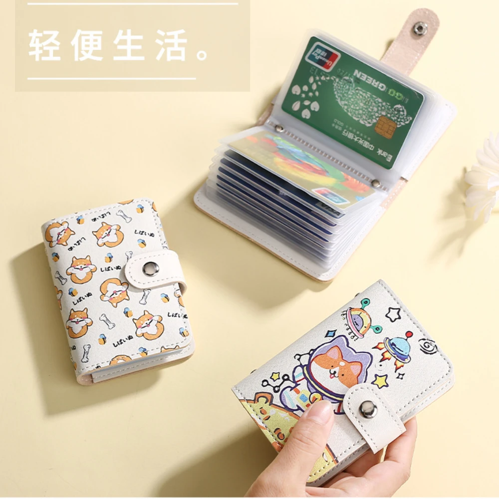 

Cute Cartoon Dog Cards Bags 22 Cards Slots Business Bus ID Credit Card Holder PU Leather Wallet Card Holder Student Card Case