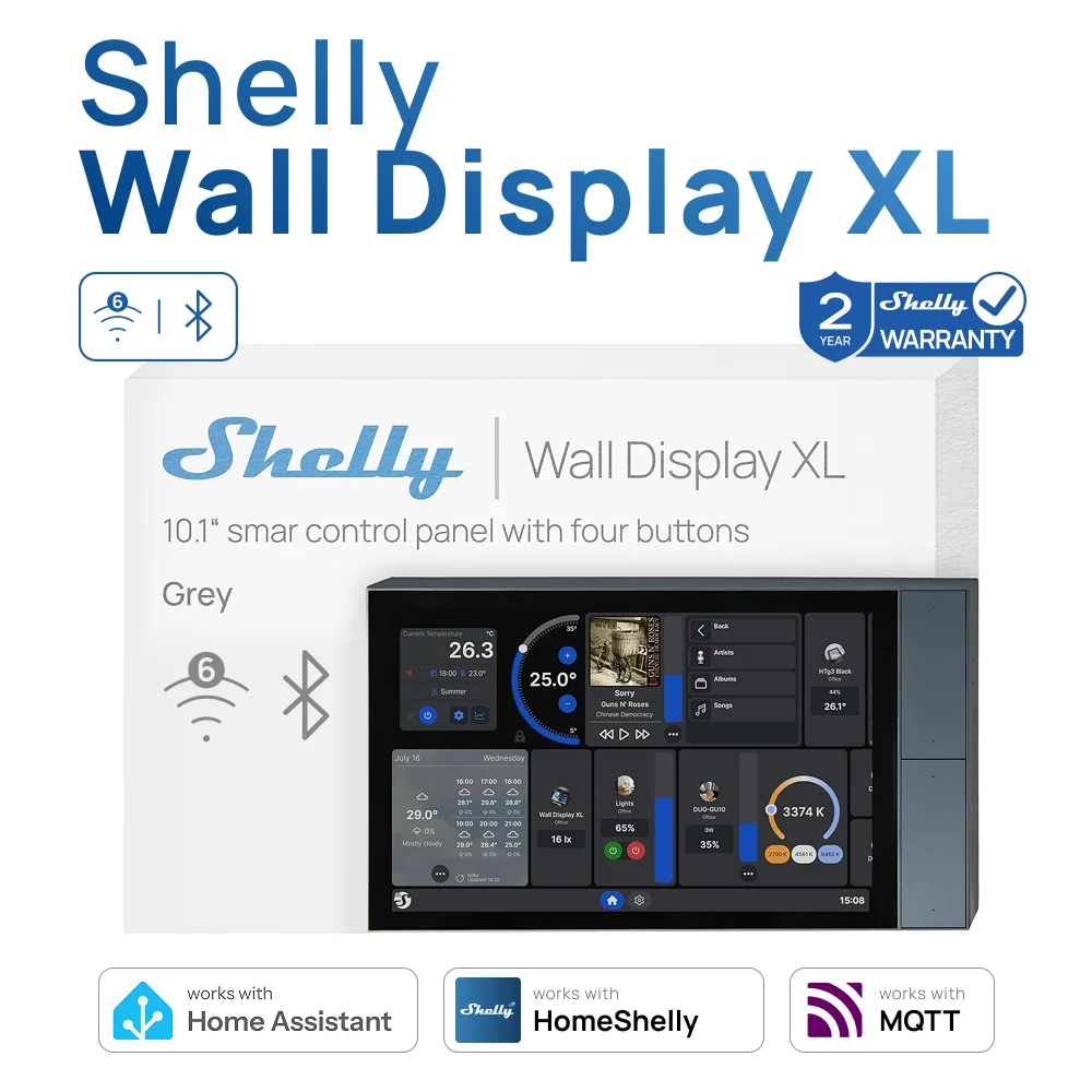 Shelly Wall Display XL Smart Home Control Panel with 10.1 Touch Display Control Shelly Built Relay Switching Four Buttons