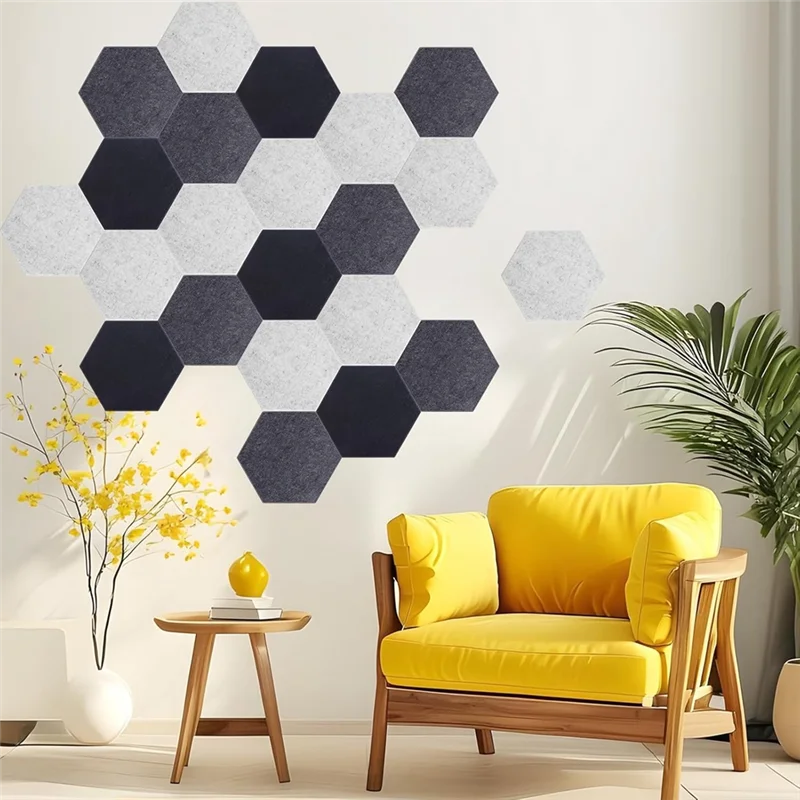 ABLB-Acoustic Panels, 12 Pack Soundproof Wall Panels,Self-Adhesive Sound Absorbing, Hexagon Sound Proof Panels