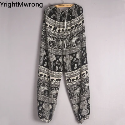 Drawstring High Waist Elephant Bandana Jogger Pant Loose Harem Trouser Summer Workout Athletic Cloth Comfortable Sportwear Women