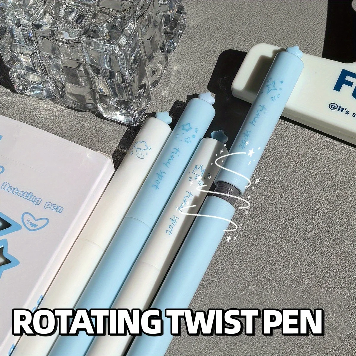 4er-Pack Blue Star Drehkugelschreiber 0,5mm Schwarze Tinte Glatt Schreibend und Schnell Trocknend Neutraler Stift Hoher Ästhetischer Wert