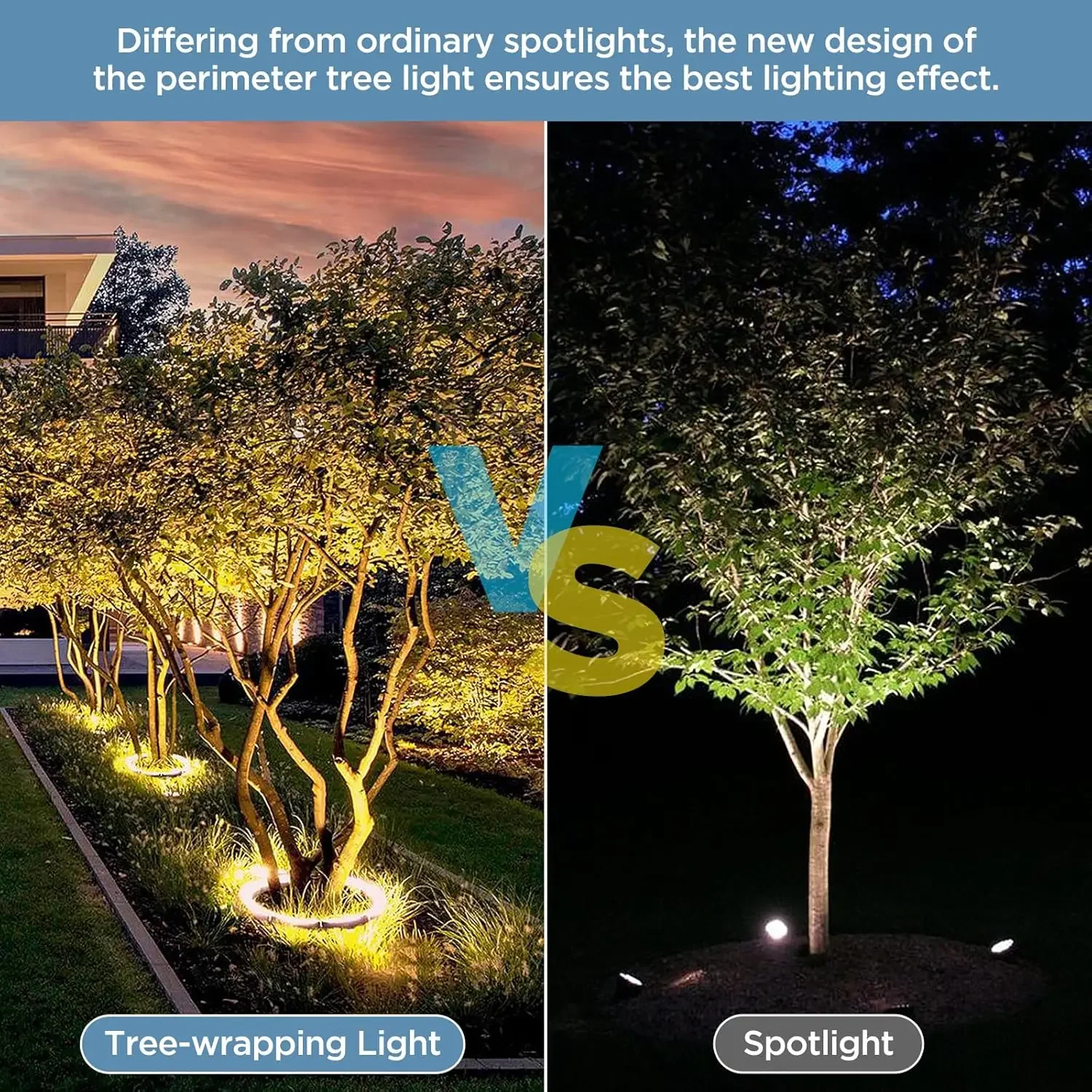Gardencoin 72W LED Outdoor Ring Tree Lights Low Voltage IP65 Waterproof Landscape Uplighting with DC24V Driver Included