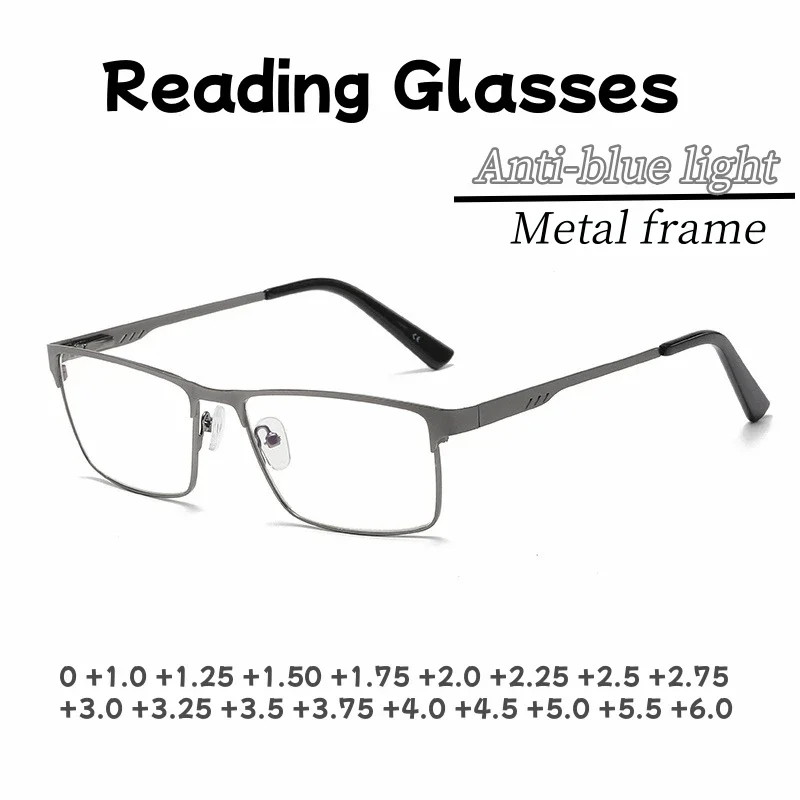 

Square Metal Large Frame Reading Presbyopia Glasses for Men Women Vintage High Quality Far Sighted Eyeglasses +1.0 +1.25 To +6.0