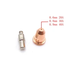 10sets Consumables Parts Tip PD0116 0.6 0.8 0.9mm & Electrode PR0110 Fit For S25 S45 PT-40 PT60 Plasma Cutting Torch