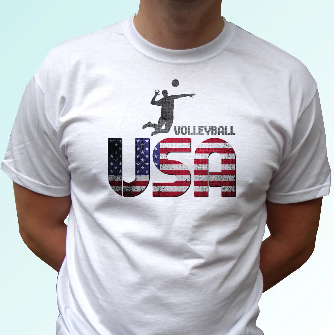 

USA volleyball t shirt flag art top sport gift tee mens womens kids sizes