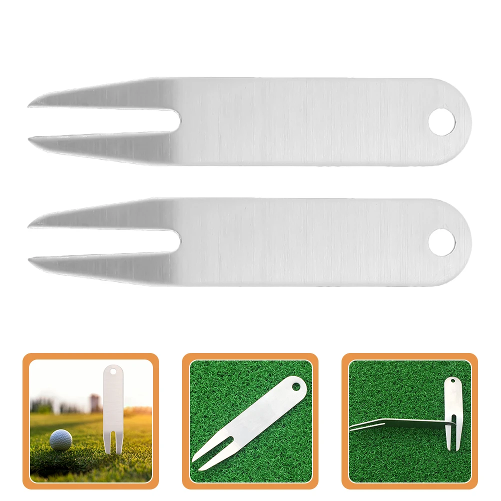 

2Pcs Golf Repair Tool Portable Stainless Steel 304 Forks For Green Lawn Maintenance Golfs Repairing Divot Tools Accessories