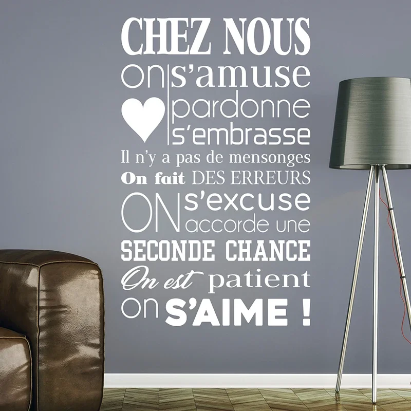 Art Design Home Decoration Cheap Vinyl French Quote Rules Words Wall Sticker Removable House Decor Characters Decals  E427