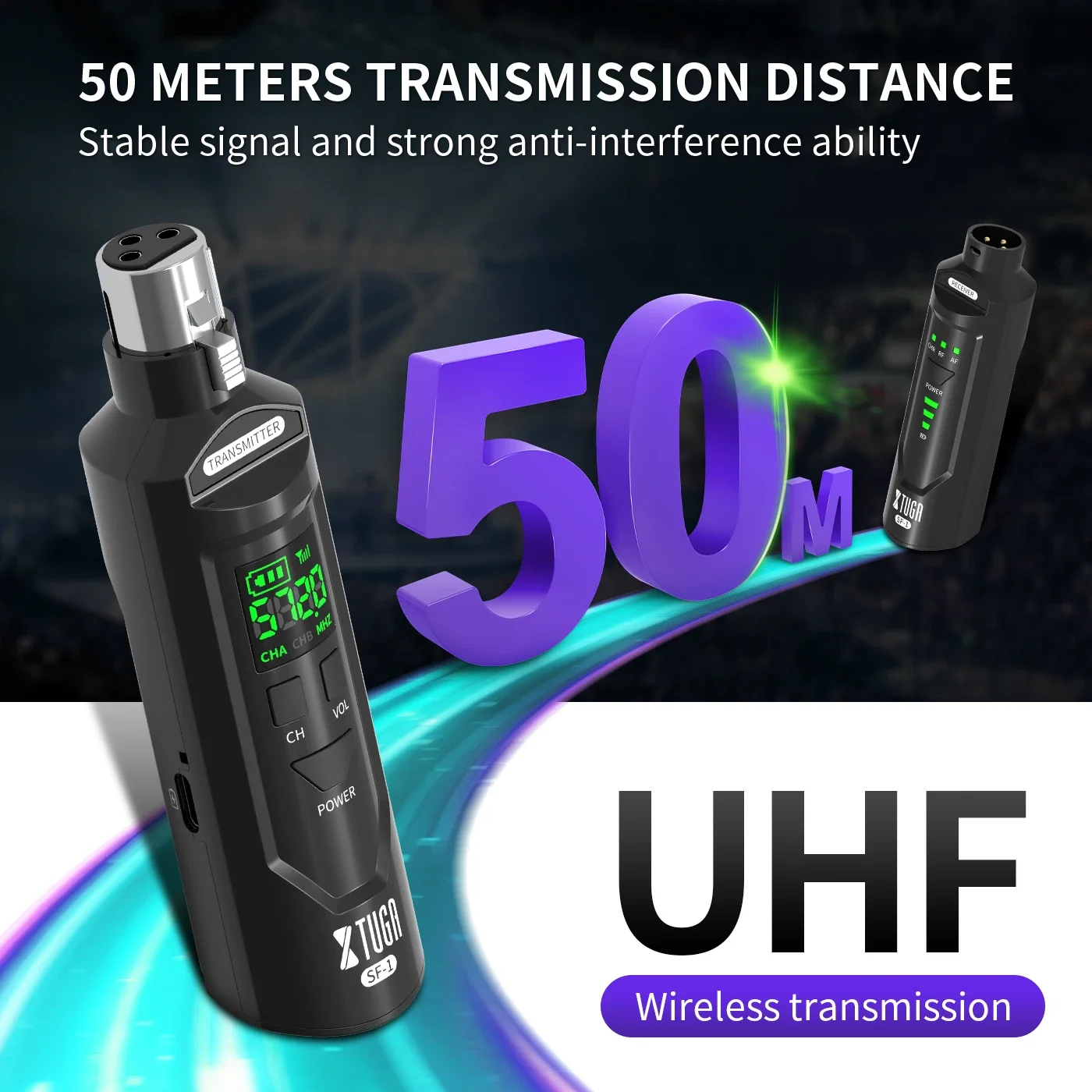 

XTUGA UHF Mini Wireless Professional Microphone Converter Rechargeable For Performance Concert Dynamic/Condenser Microphone