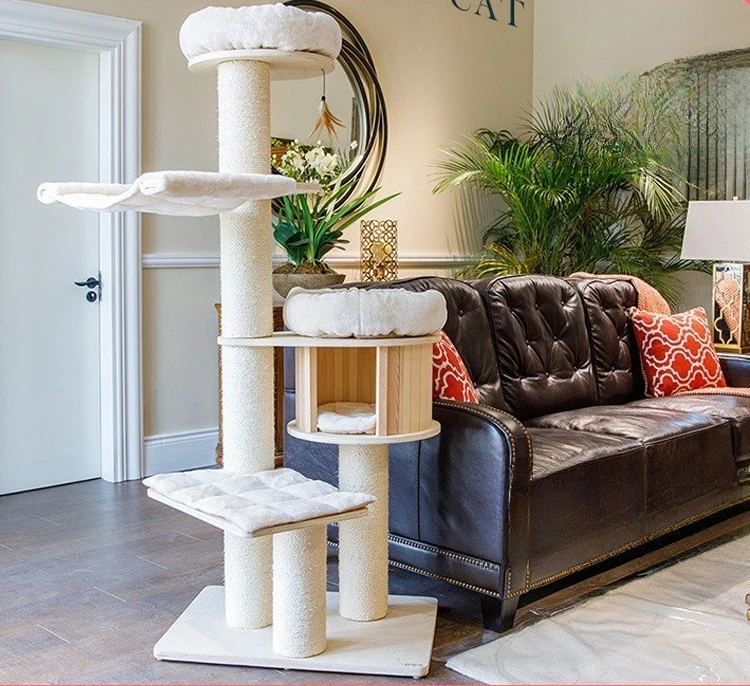 

Cat climbing frame Solid wood cat tree Large luxury wooden cat house