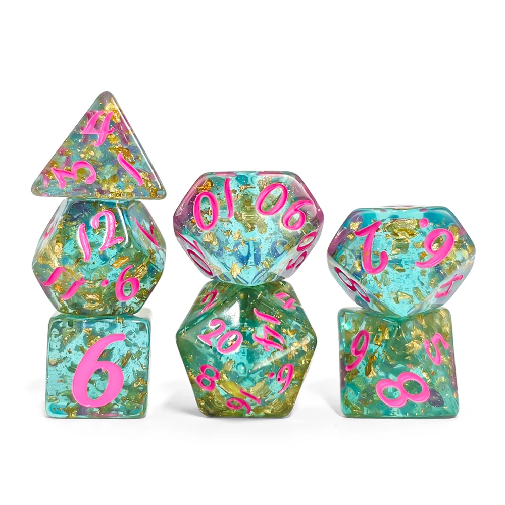 7Pcs/set Shining Foil Inside Resin Dice Set for DND RPG TRPG Dungeons Dragons Board Games Dice Set Entertainment Tabletop Games view 2