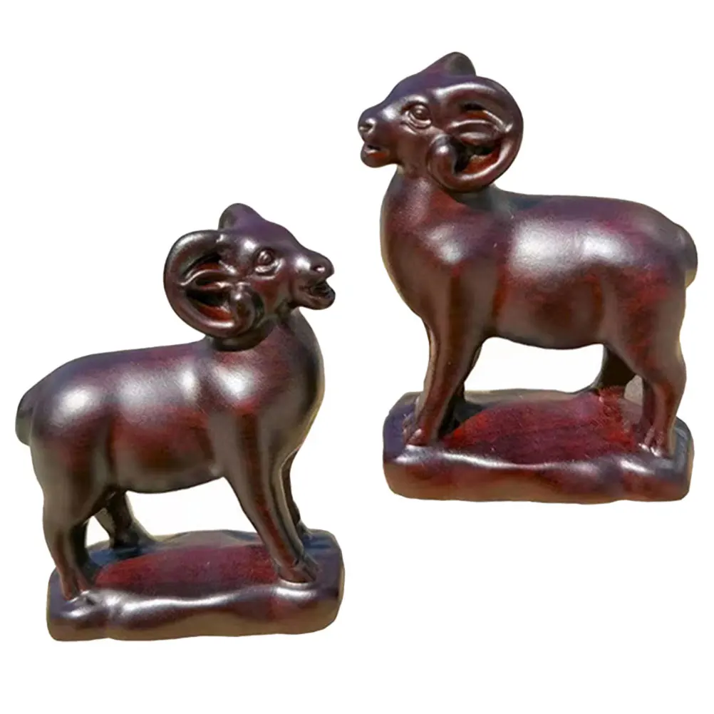 

2pcs Three Open Tai Wood Goat Ornament For Home Office Decor Desktop Home Decoration Shelf Tabletop Animal Decoration