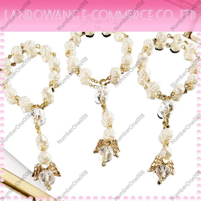 

90 PCS Baptism Rosary Acrylic Rosary Beads Mini Rosaries Angel For The First Communion Baptism Party Favors