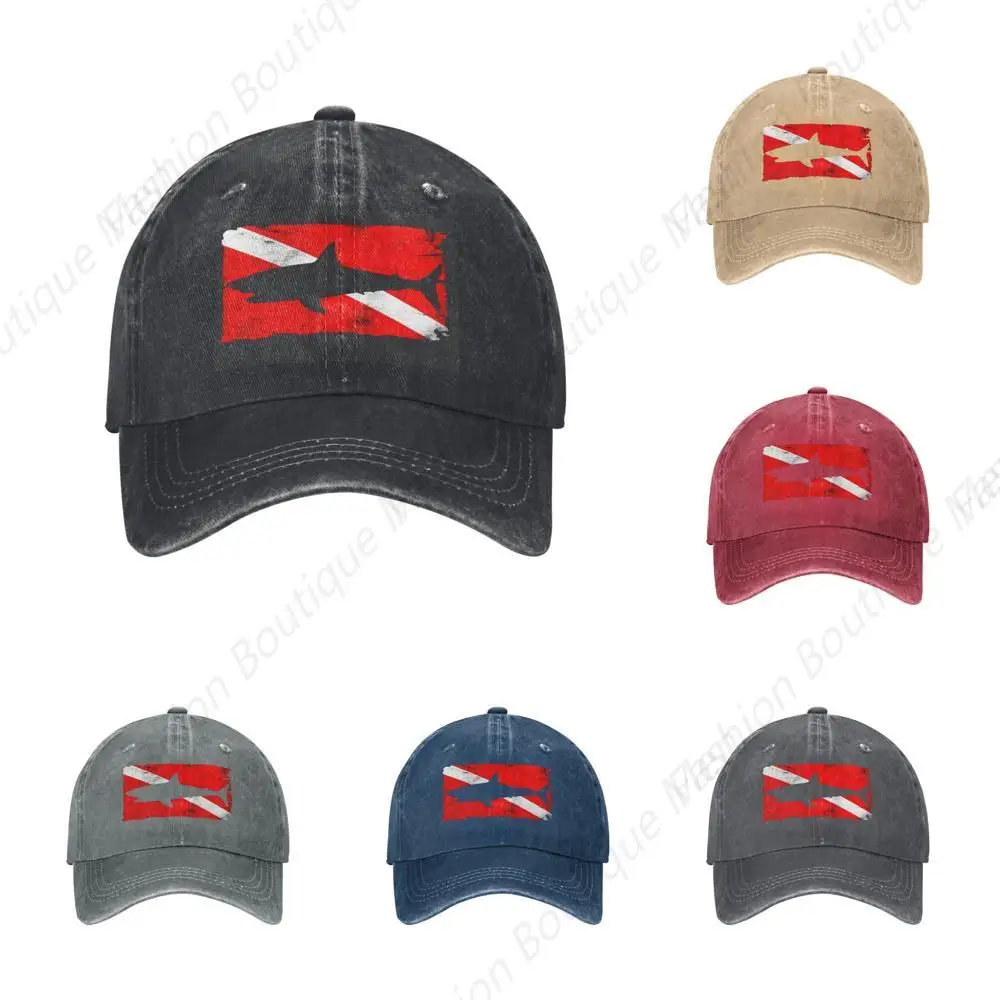 

New High Quality Shark Scuba Flag Women Man Baseball Hat Adjustable Sandwich Peaked Cap Outdoor Sports Trucker Cap