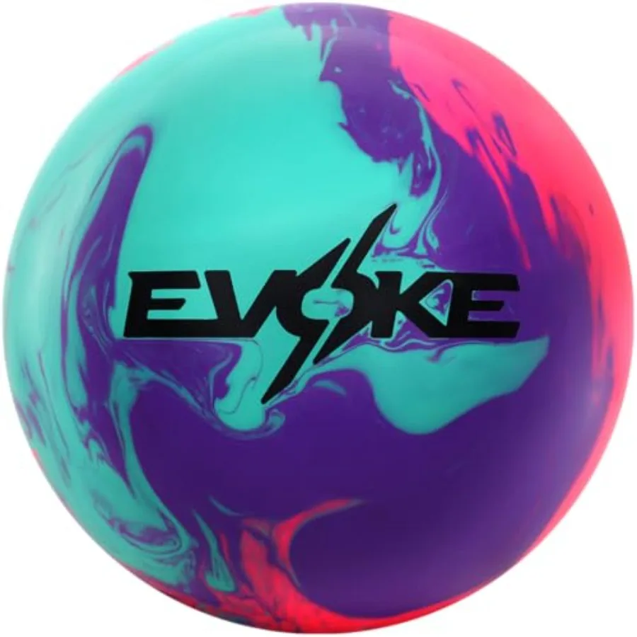 

Evoke Mayhem Bowling Ball for medium-heavy oil lanes Teal purple pink solid urethane Enhanced backend motion and strong hook po