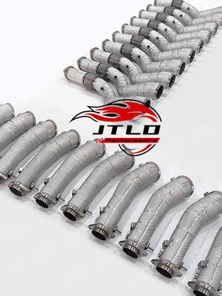 

JTLD 3" 76MM 304 Stainless Steel Catless Exhaust Decat Downpipe With Heat Shield For BMW G80 M3 G8X G82 M4 G87 M2 Test Pipes