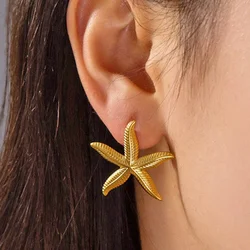 Trendy Lady Earring Starfish Stainless Steel Designer Ear Rings Jewelry for Women Pair Stud Earrings Christmas Party Accessories