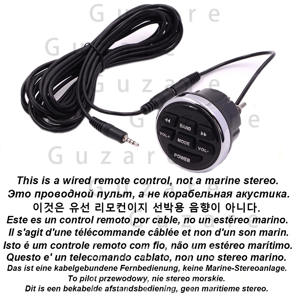 GUZARE-Barco Rádio Stereo Marinha, Receptor Bluetooth FM impermeável, com fio remoto, Terno Combo para Yamaha Wave Runner Jetski ATV