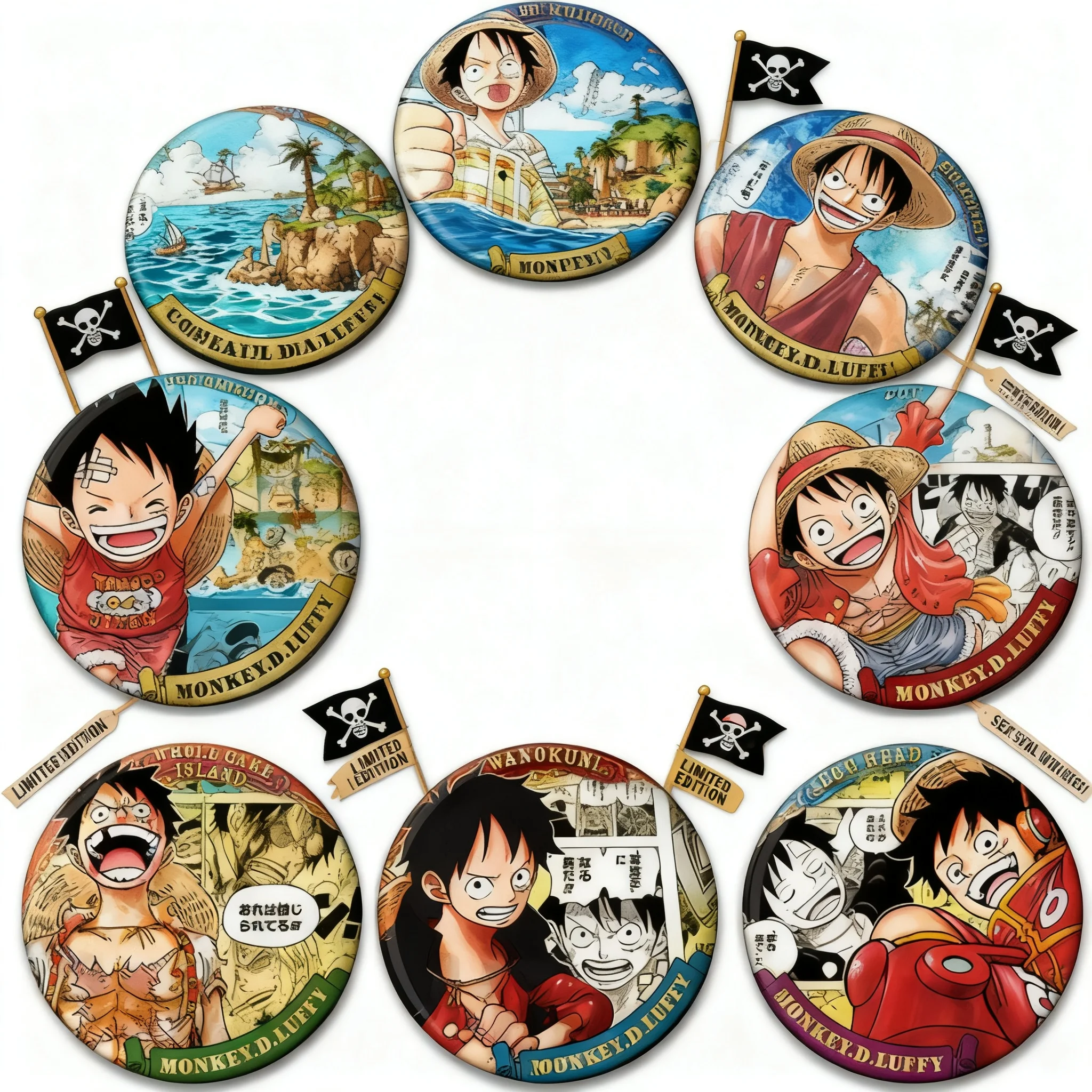 

One Piece Anime Luffy Cosplay Badge Pin Keychain Accessory Shiny Film Medal Merchandise Collection