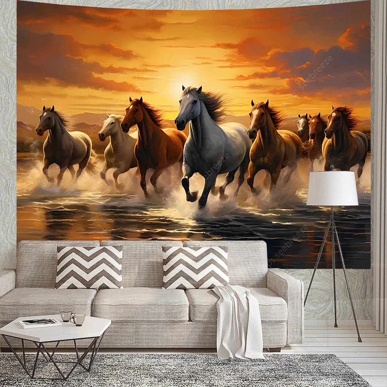 Horses Tapestry Wall Hanging for Bedroom Aesthetics Living Room Dormitory Decor Outdoor Garden Decor Sofa Mat Curtain Blanket