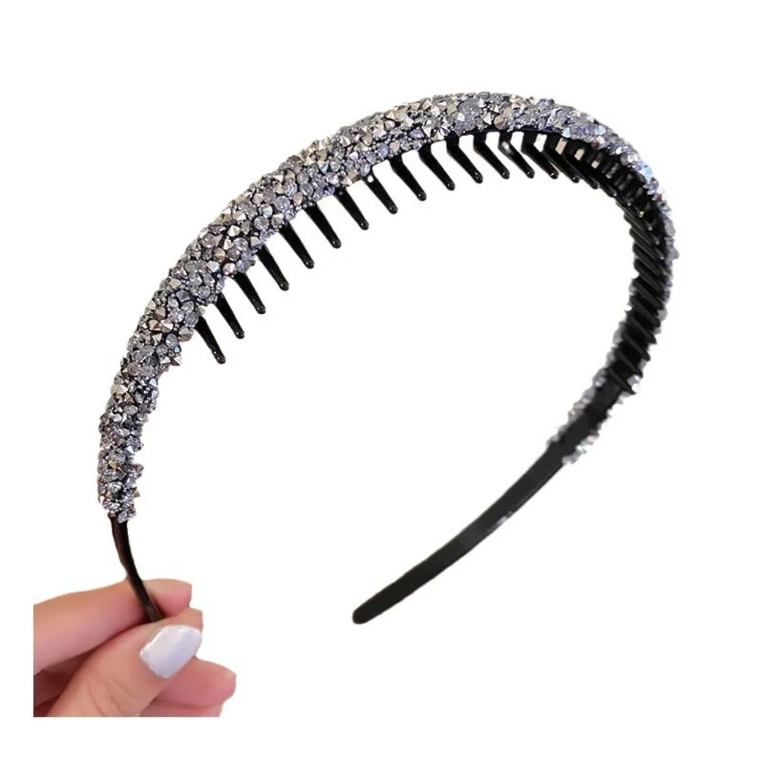 Cerceaux de cheveux antidérapants en strass pour femmes, bandeaux élastiques à dents pour femmes, cerceaux de luxe brillants, accessoires de lunette