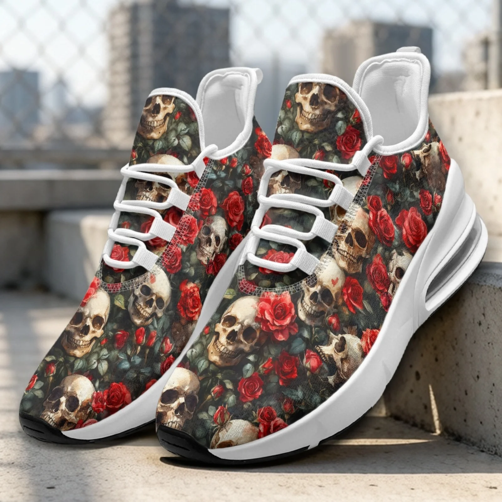 PENSTROLL Skull Red Roses Lightweight Sports Shoes for Women Training Mesh & EVA Hiking Shoes Women's Running Shoes - view 3