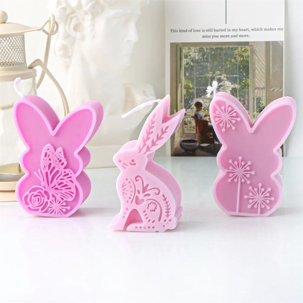 Moule à bougie en silicone pour œufs de Pâques, fleur de lapin, papillon en relief, lapin, arôme, cadeau, instituts de Pâques