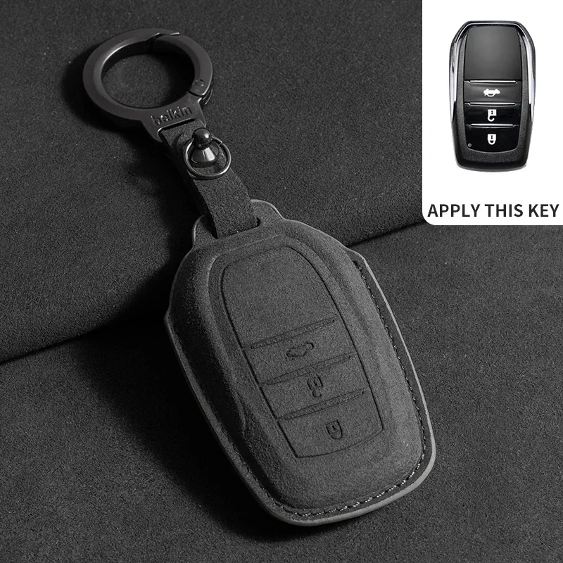 For Toyota Corolla SE 2023 Camry 50 55 TLC200 Yaris Land Cruiser Prado150 RAV4 Venza SIENNA Suede Car Key Case Cover Shell
