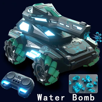 Mini 2.4G armored remote control tank model shooting water bomb 360° rotating drift RC stunt car Boys toys for children kids gift