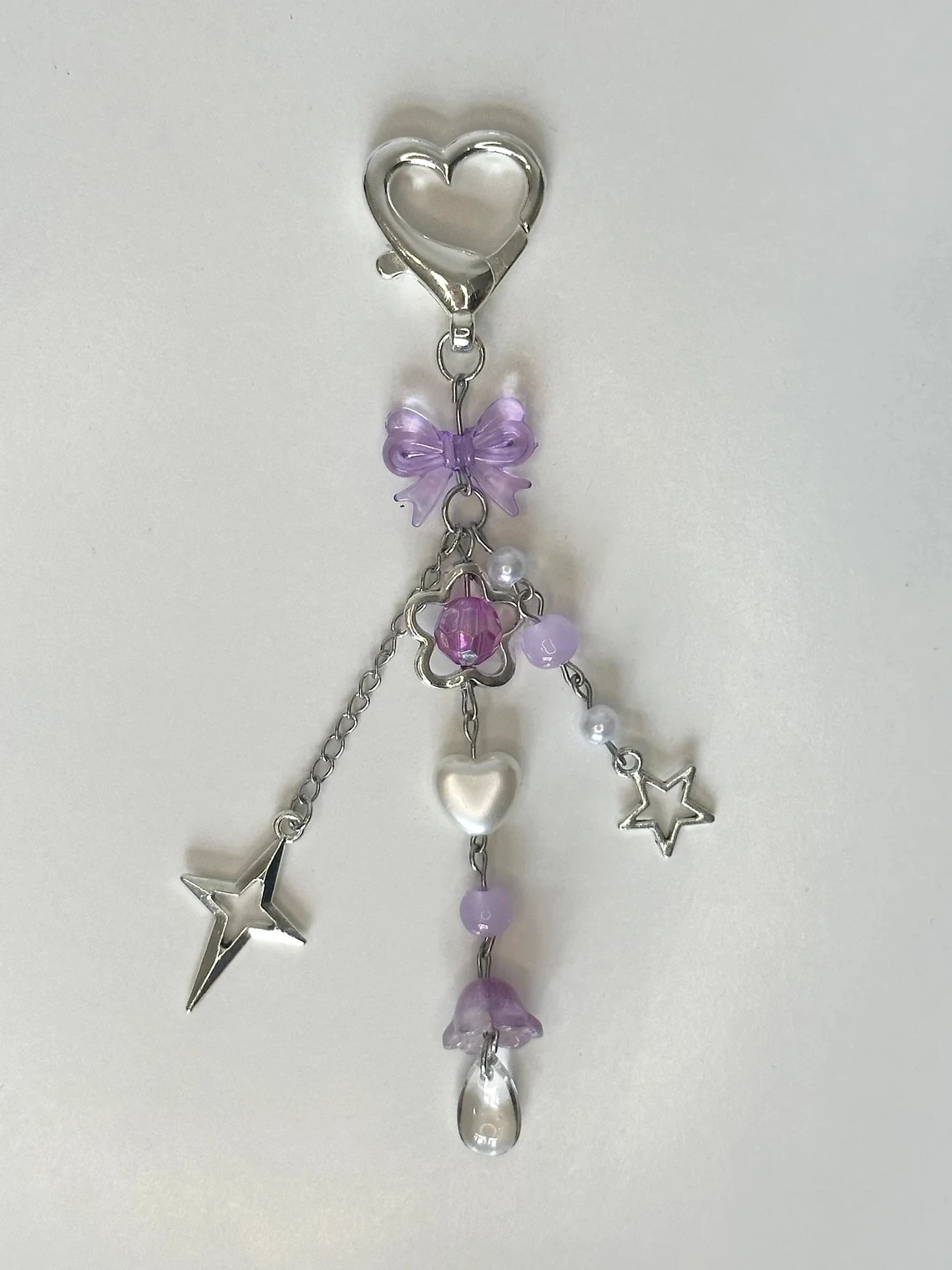 Mn Continent-Ensemble chaîne nœud violet et rose, pendentif sac, cadeau pour elle, fait à la main par Y2K, 2 pièces