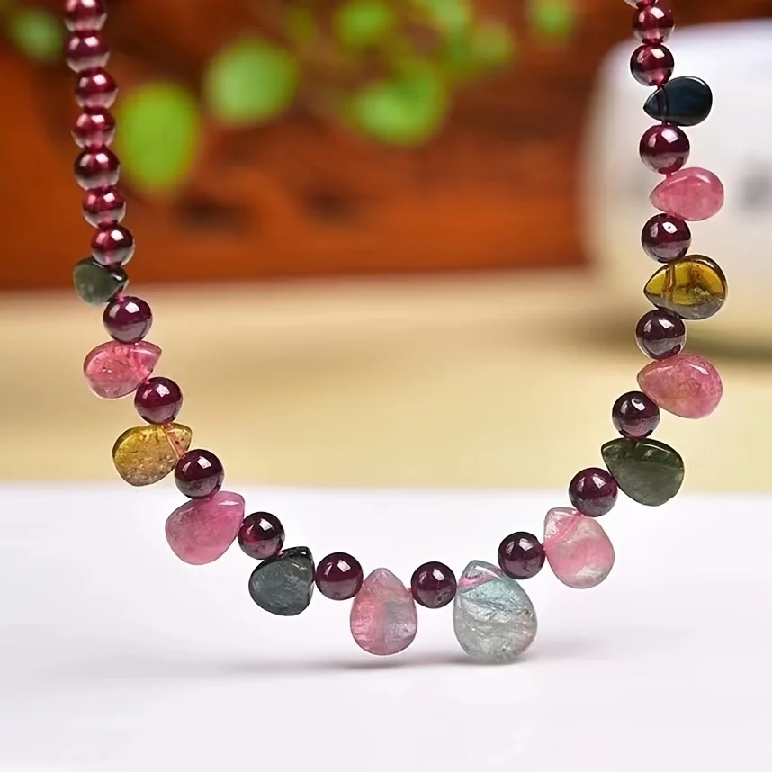 natural garnet rainbow tourmaline necklace home decoration spiritual healing crystal