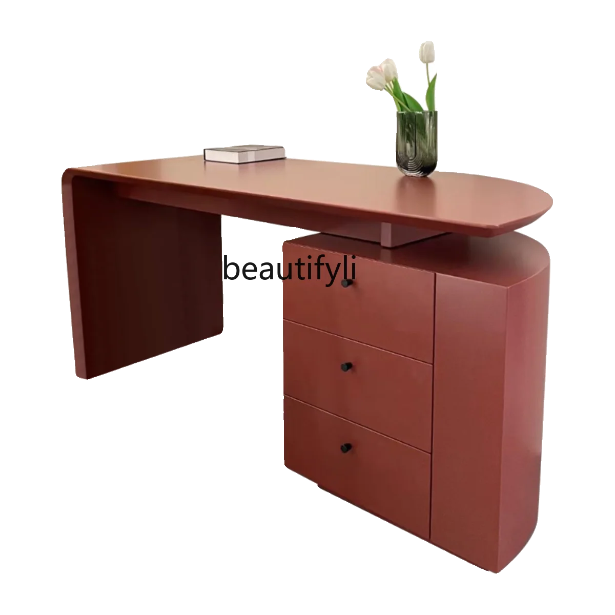 

Italian minimalist desk household bright red piano paint boss desk