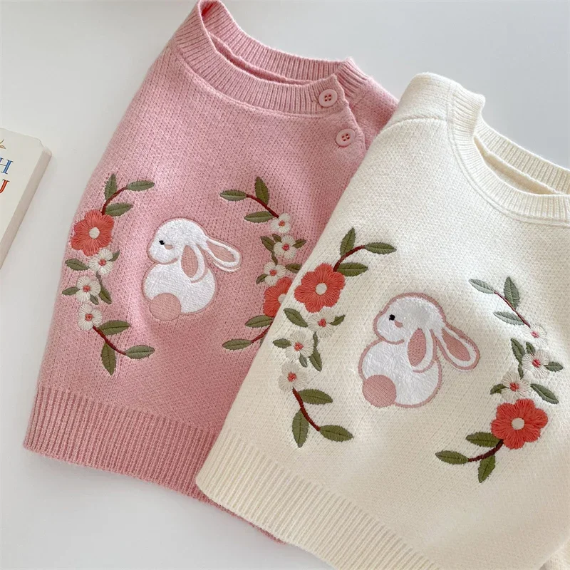 Newborn Little Girl Cartoon Sweater 0-5 Years Old Pullover Children's Clothing Girls Cute Knit Top Baby Autumn Clothing