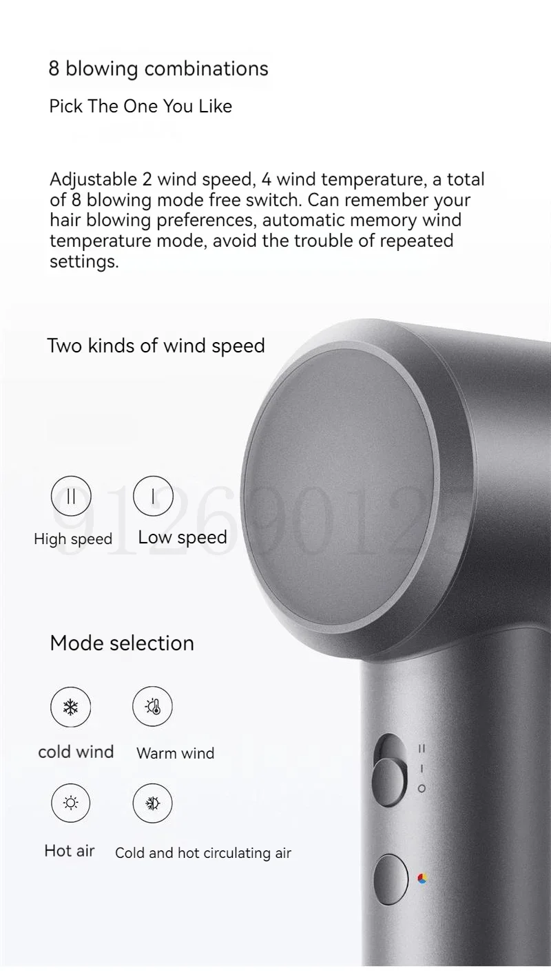 XIAOMI MIJIA Hair Dryer H501 High Speed Anion Wind Speed 62m/s 1600W 110000 Rpm Professional Hair Care Quick Drye Negative Ion