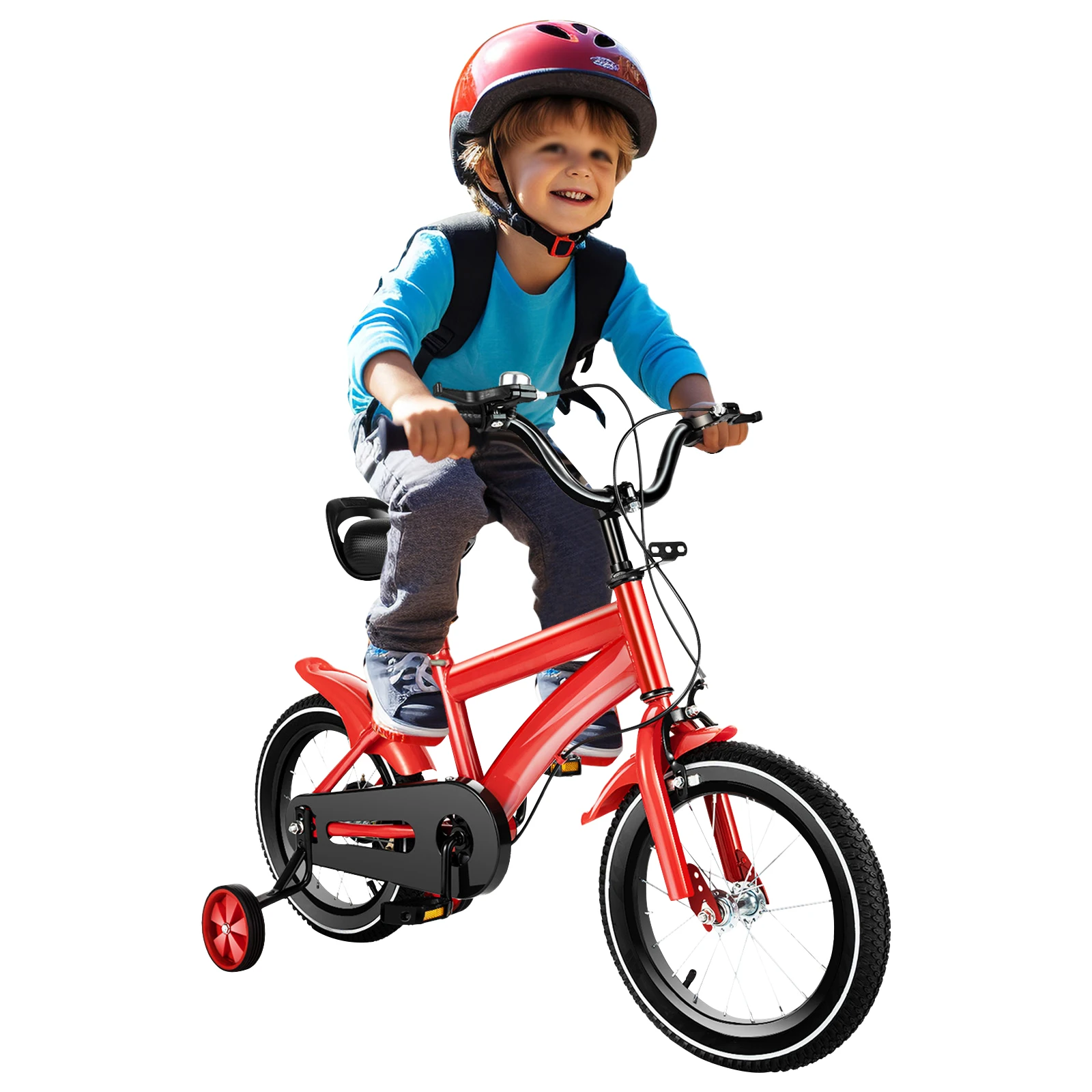 Adjustable Red And Black14Inches Children's Learning Bicycle For Children With A Height Of 39.37-45.28