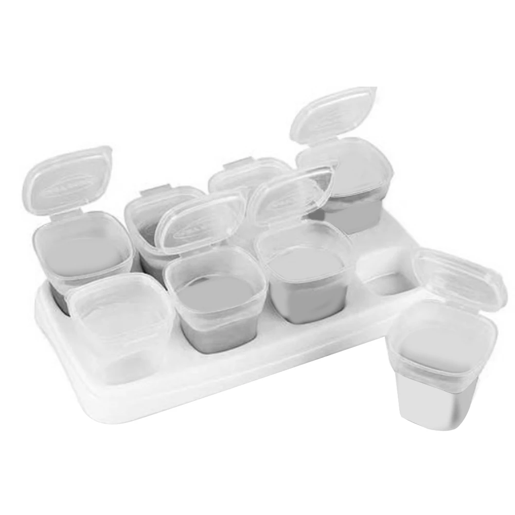 Frascos De Armazenamento De Comida Para Bebês Recipientes De Comida Para Bebês Copos Sprout Copos De Armazenamento Empilháveis Reutilizáveis com Bandeja, 9 pcs