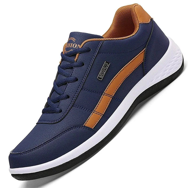 Zapatillas de deporte de tendencia para hombre, zapatos informales italianos, transpirables, antideslizantes, vulcanizados de cuero