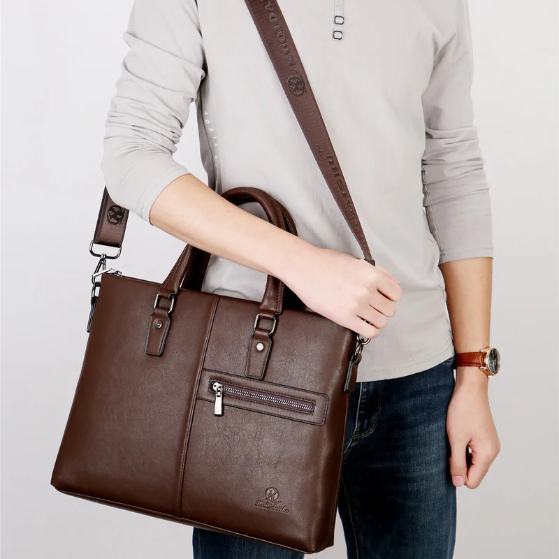 New PU leather Man Fashion Handbag Computer Package Single Shoulder Satchel Leisure big Capacity Male luxury bags High-quality