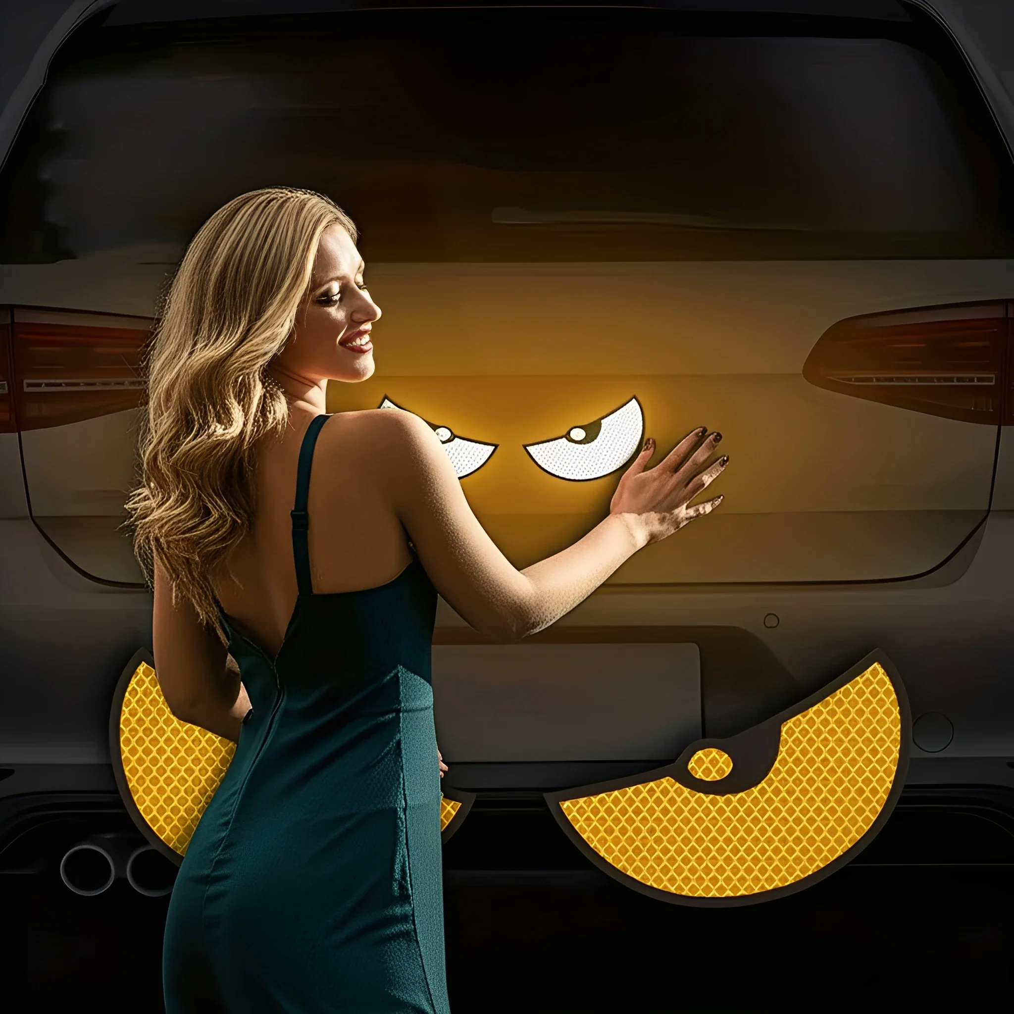 

Auto Reflective Stickers Car Stickers Safety Warning Tape Devil Eye Stickers Night Driving Safety Decals Car Sticker Accessories