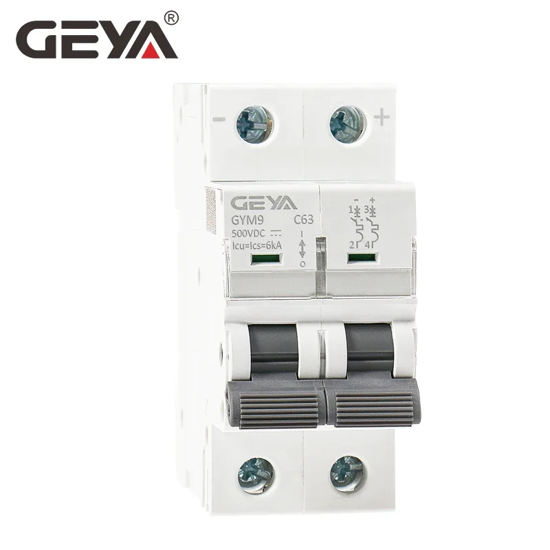 GEYA Din Rail DC MCB 6KA 2P 500V Mini Circuit Breaker DC 6A 10A 16A 20A 25A 32A 40A 50A 63A MCB for Solar PV system