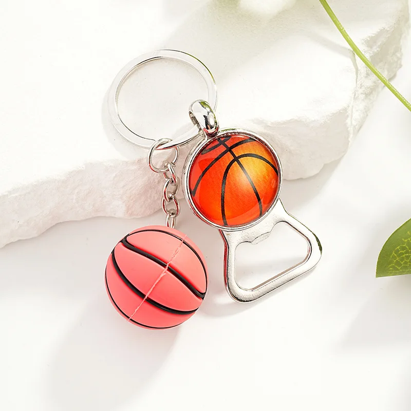

new portable Creative Beer Bottle Opener Tool Alloy Glass Basketball Football Rugby Tennis Keychain Gift