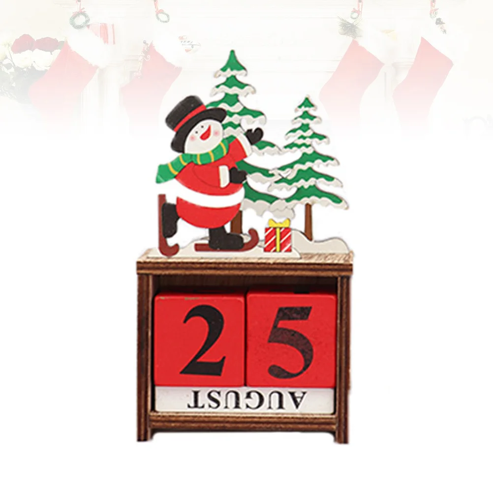 

Perpetual Wooden Calendar Vintage Desk Reusable Christmas Home Office Table Decoration Photography Prop