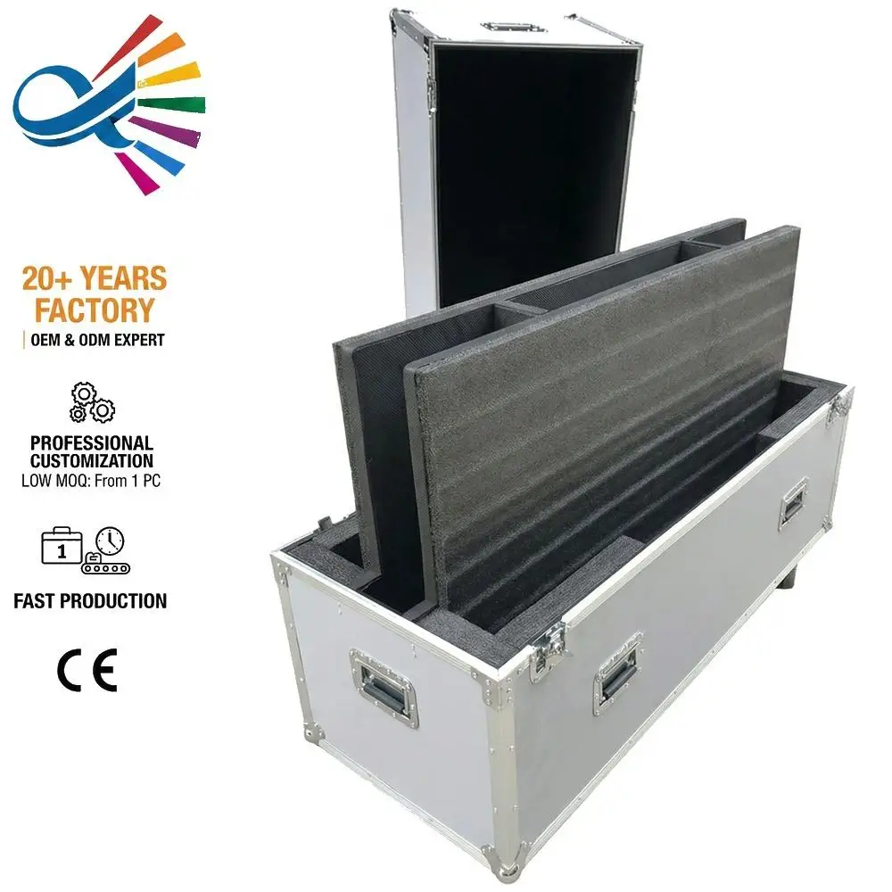 

2IN1 Aluminum TV Flight Case with Wheels Silver Color Television Road Box for Professional Stage Tour Events Performance