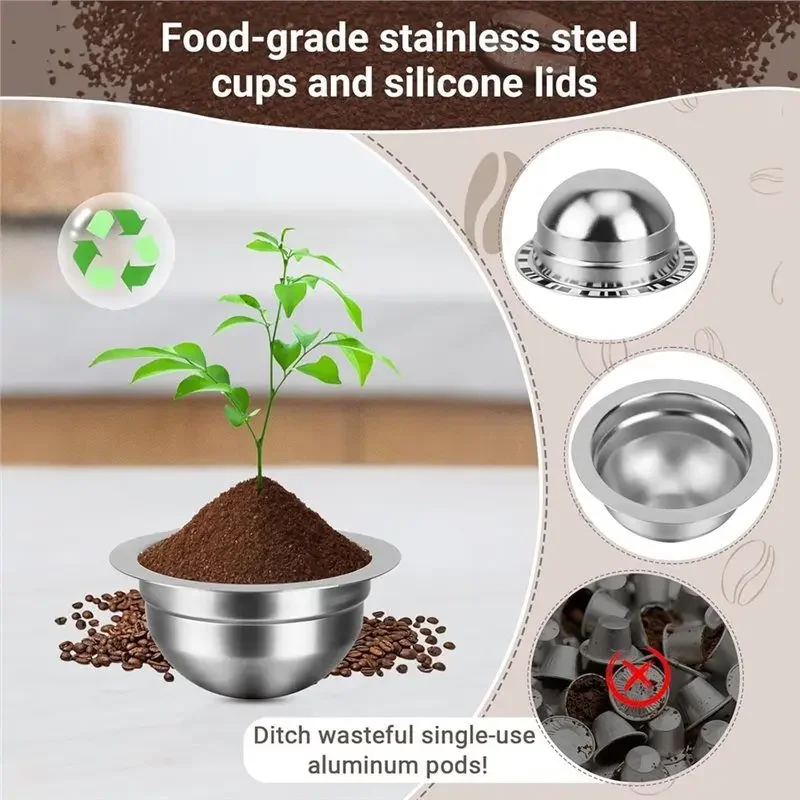Reusable Capsules 80Ml Stainless Steel Refillable Pods For Nespresso Vertuo Plus/Next/ Machines