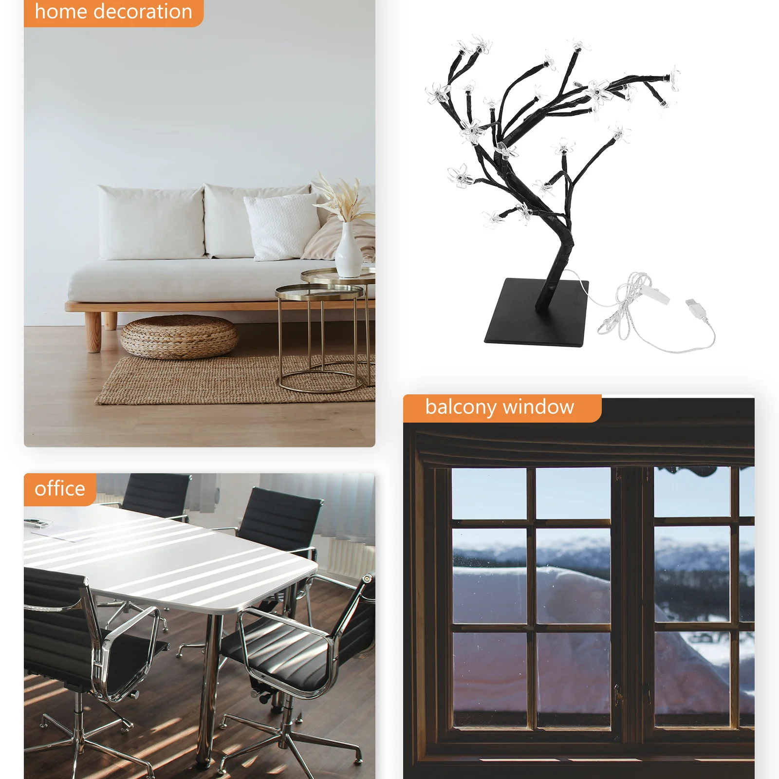 الألياف البصرية زهرة شجرة ضوء أسود الجدول مصباح للمنزل مكتب الزفاف الديكور الأبيض التعبئة والتغليف الإبداعية شجرة ضوء الزخرفية #1