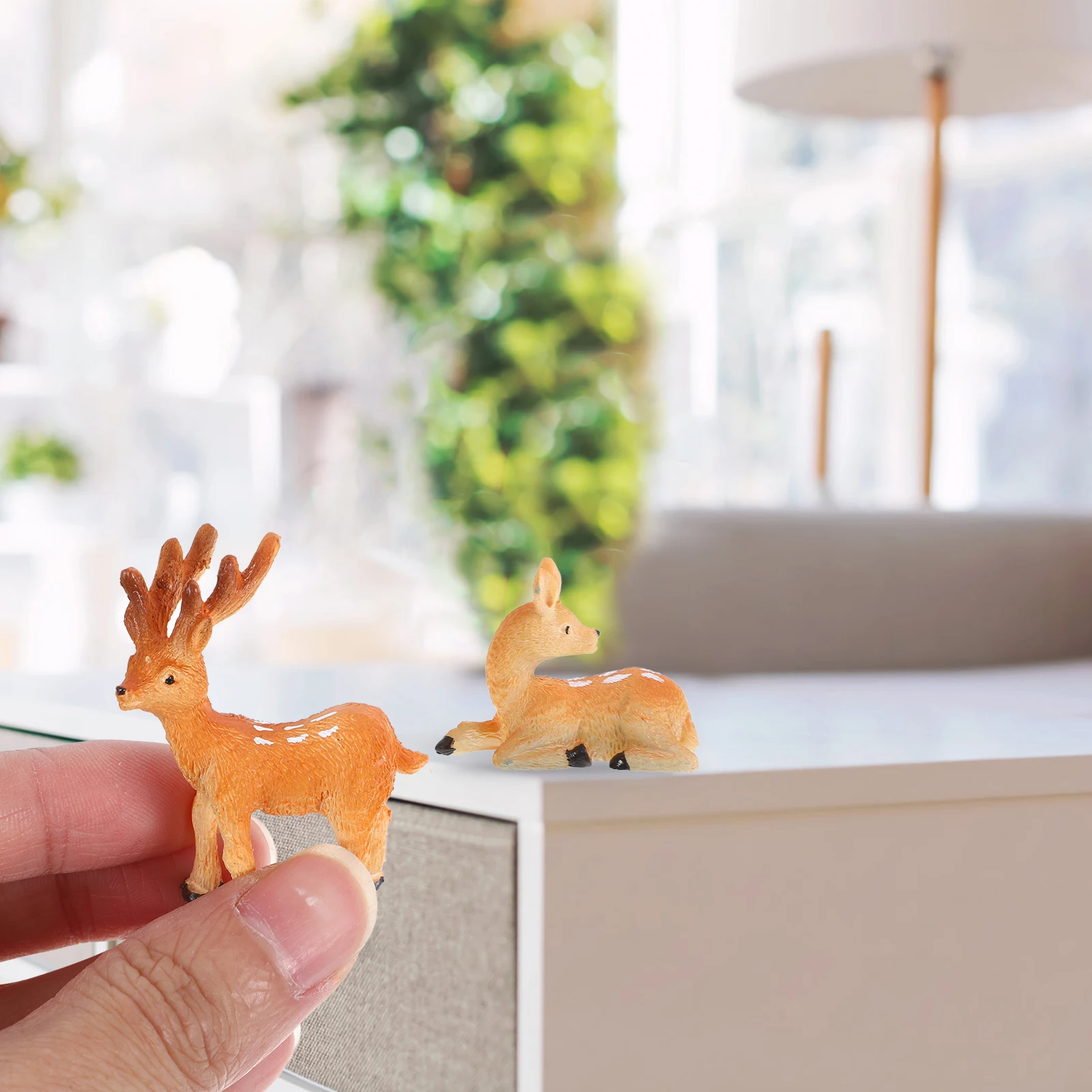 

3 Pcs Miniature Deer Statue Resin Small Deer Decorations Home Garden Yard Micro Landscape Accessories Realistic Figurine Toy