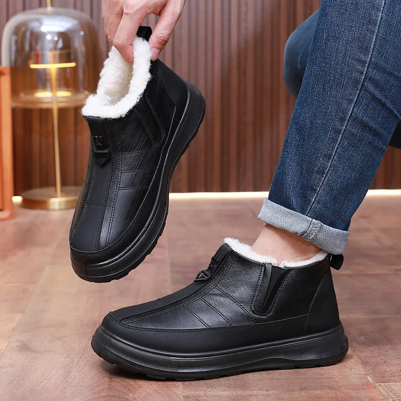 أحذية رجالية قطنية جديدة لشتاء 2025 مضادة للانزلاق ونعل خارجي متين مريح عازل بارد ودافئ شحن مجاني للرجال