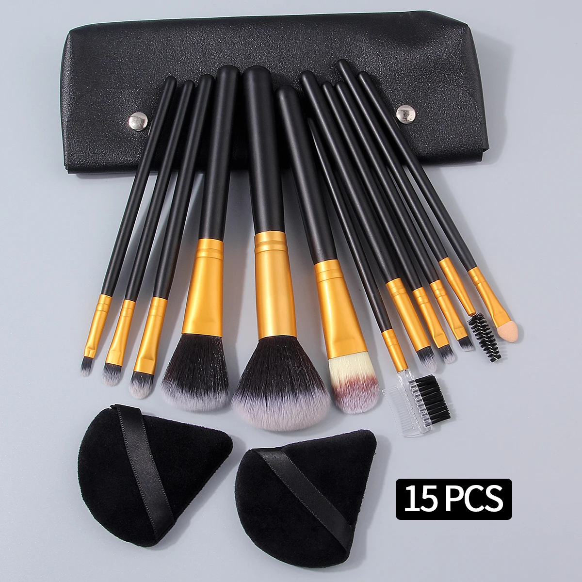 1/5/12/13/15PCS High-End-Multifunktions-Make-up-Pinsel-Set, antihaftbeschichtetes Puder, dreieckiger Puderquaste, einfache Aufbewahrungstasche