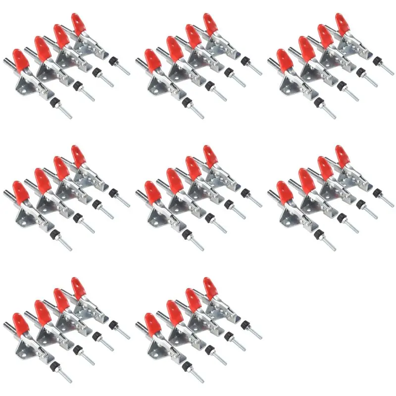

【PRICE REDUCT】32Pcs GH-301AM 45Kg Toggle Clamp Quick Release Pull Action Vertical/Horizontal Type Clamps Hand Tool For Woodworki