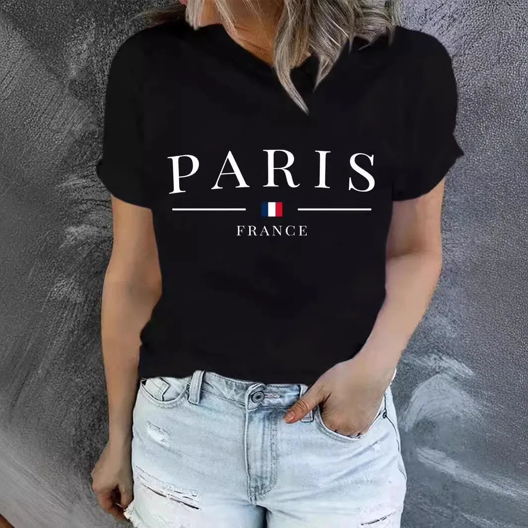 Paris France Y2k Top Women Clothes Oversized T Shirt