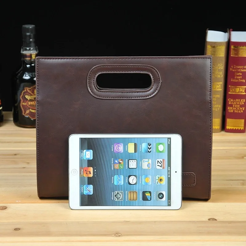  Fashion New Men\'s Crazy Horse Leather Handbag Daily Business Cocument Bag Top Handle Bag Phone Pack Male Clutches Bolsa